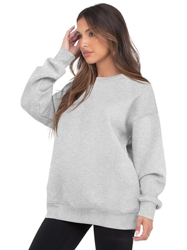 VIUTIL Womens Oversized Crewneck Sweatshirt Fleece Casual Loose Pullover Tops 2025 Winter Clothes4