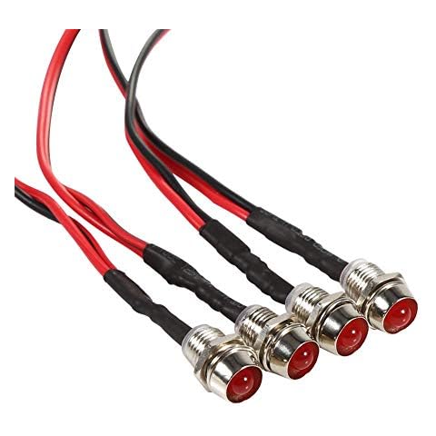Keenso 4 Pcs 12V LED Pilot Light, 8mm Indicator Lamp Car Van Boat Indicator Light Pilot Dash Bulbs Directional Lamp(Red) Cover