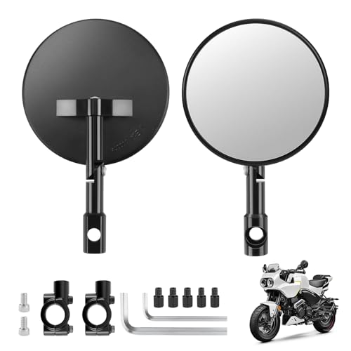 Rétroviseur moto 22mm rond en aluminium CNC pivotant à 360° pour guidon de VTT et quad