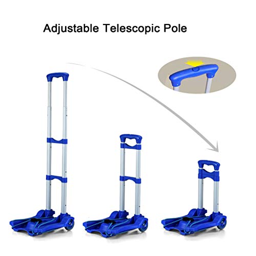 Carretilla portátil plegable ligera con ruedas sólidas azul miniatura 4
