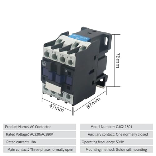Contacteur CA triphasé 18A rail DIN boîtier de commande électrique 220V