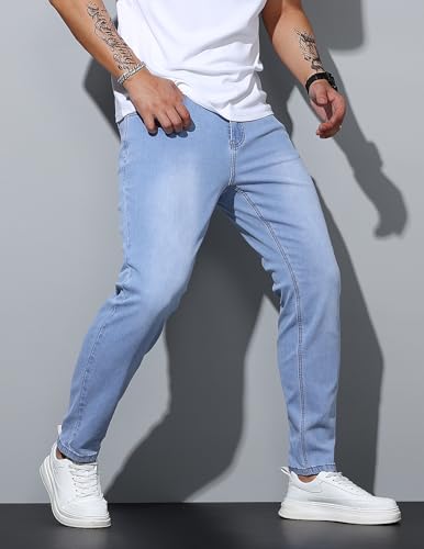 Men's Skinny Fit Jeans Slim Fit Denim Pants Stretchy Jeans Tapered Leg Trousers Streetwear with Pockets2