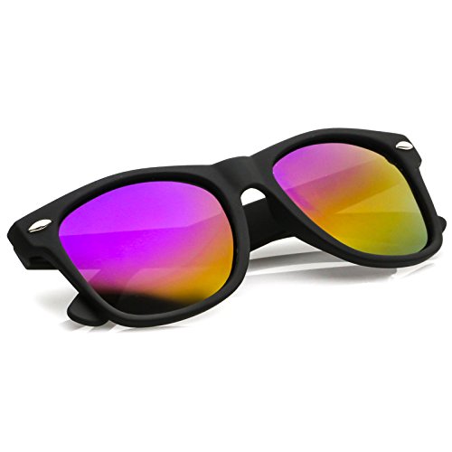 Image of zeroUV - Classic Colored Mirror Lens Square Horn Rimmed Sunglasses for Men Women