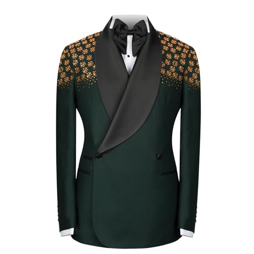 Mens Luxury Pearls Tuxedo Slim Fit Shawl Lapel Wedding Dinner Jacket Party Prom Wedding Blazer Jacket - Main Image