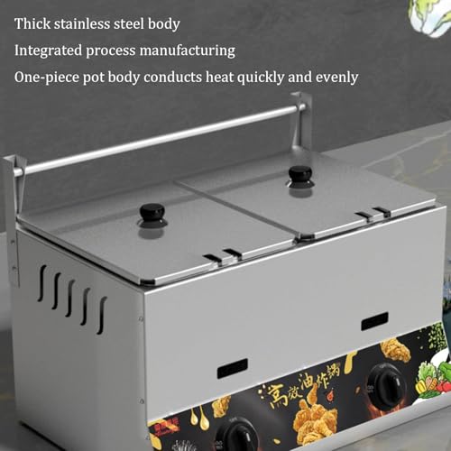 Kommerzielle Gas-Fritteuse, Edelstahl-Propan-Fritteuse mit Frittierkorb und Deckel für Familie, Restaurant, Küche, 11 l/22 l, professionelle Fritteuse – Bild 3