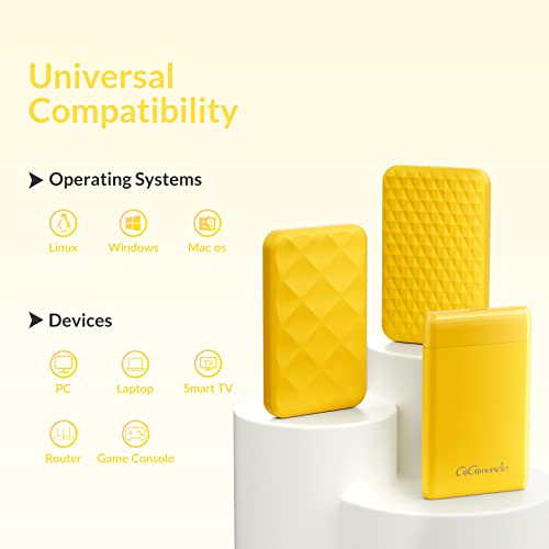 Image of GiGimundo 2.5 inch Tool Free Hard Drive Enclosure, 5Gbps USB 3.0 to SATA III External HDD Enclosure for 2.5inch 9.5mm 7mm SSD HDD, Supports UASP SATA III (Yellow)