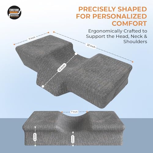 Image of CareFoam Anatomic Memory Foam Pillow | Ergonomic Contour Design | Cervical Neck Support for Sleeping | Comfort | Orthopedic Pillow with 2-Year Warranty | Standard Size | Black Melange Washable Cover
