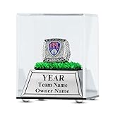TrophySmack Fantasy Football Personalized Jewel Case, Championship Ring Custom Display Case with Included Engraving - Astroturf