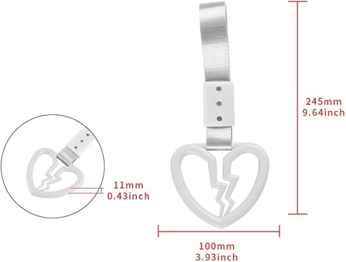 Miniatura 4 de Q1-TECH, JDM Tsurikawa Anillo japonés de metro, tren, autobús, mango de corazón roto, correa de mano, anillos de advertencia para parachoques
