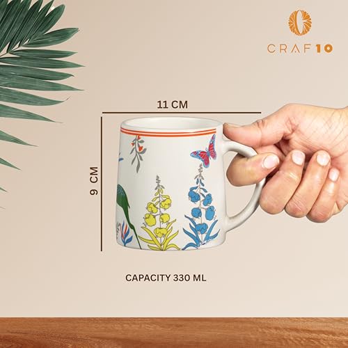 Image of CRAF10 Green Stag Ceramic Tea /Coffee Mug - Single Piece, 330 ML, Elegant & Durable, Office use