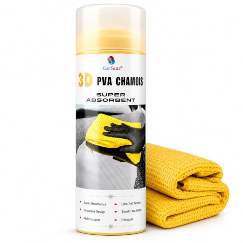 Image of CAR SAAZ Super Absorbent PVA Chamois Cloth for Car & Bike | Ultimate Drying Capacity | Ultra Soft, Streak-Free & Reusable Cleaning Towel for Vehicles, Glass & All Surfaces (Pack of 1)