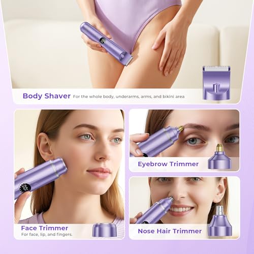 4-in-1 Women's Electric Bikini Trimmer & Shaver w/ Dual Head (Purple) - image 4