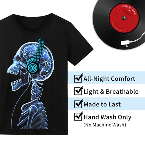 Sound Activated LED T-Shirt, Glow in The Dark Light Up Shirt for Men, Neon Shirt for Rave, Glow Party, Concert, Halloween