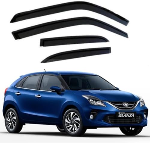 Front Rear Left and Right Unbreakable Door Window Visor Wind Rain Guard Deflector Trim Compatible with Toyota Glanza (2022 Onwards)