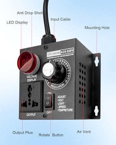 QAGGUM AC Motor Variable Speed Controller for Router Fan Electric Motor Rheostat, SCR Voltage Controller 120V 220V 15A 4000W Max