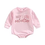 Baby Boy Girl First Valentine's Day Outfit Long Sleeve Crew Neck Sweatshirt Romper Love Heart Onesie