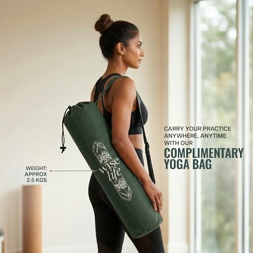 Image of Wiselife MicroFiber & Natural Rubber Yoga Mat + Carry Strap | 5MM | Extra Large Extra Wide | Anti skid Anti slip for Yoga & Workout (Bohemian Rug)