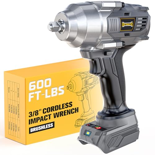 DIYtoolifz Cordless Impact Wrench 3/8” Compatible with Dewalt 20v Battery: 600 Ft-lbs High Torque