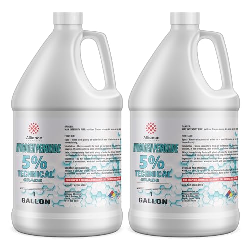 Hydrogen Peroxide 5% Technical Grade - 2 Gallons – for Industrial Cleaning, Oxidation, Chemical Processing, Bleaching, and Wastewater Treatment