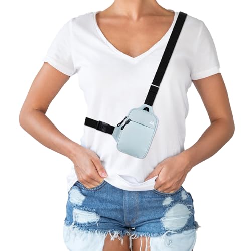 Image of Peicees Mini Crossbody Sling Bag Dual Pocket Water Resistant Running Phone Holder Chest Shoulder Bag for Men Women Travel Gym