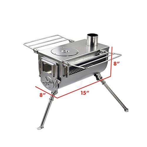 Winnerwell Woodlander Double-View Medium Tent Stove | Portable wood Burning Tent Stove for Tents, Shelters, and Camping | 800 Cubic Inch Firebox | Stainless Steel Construction | Includes Chimney Pipe