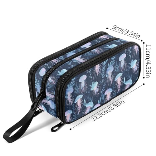 Image of Fustylead Transparent Jellyfish Big Capacity Pencil Pen Case, Multi-Purpose Makeup Bag Organizer Storage Pouch for Office College School Hiking Travel