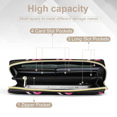 Fashion Decor Wallet, Long PU Zipper Wallet, Travel Purse Fashion Design, Huge Storage Capacity PurseLovely Animal Pink Flamingo4