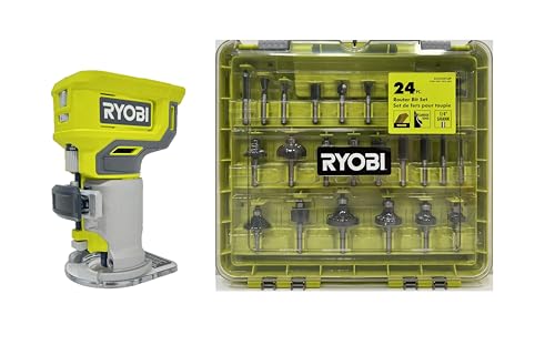 RYOBI 18V Fixed Base Trim Router with 24-Piece Router Bit Set A252401