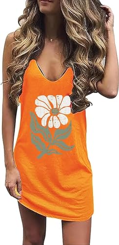 Image of Live Simple Coconut Tree Sleeveless Dress Sunshine Sand Beach Women's Summer Casual V Neck Mini Dress