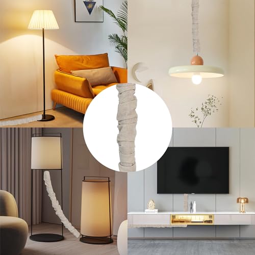 Image of Fabric Cord Cover, 2 Pcs 6 Feet and 2 Pcs 4 Feet Chain Cable Sleeve, Chandelier Lighting Wire Cord Cover for Lamps Light Fixtures Lighting Wires Cable Management, Pleat Effect