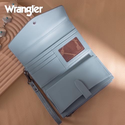 Image of Montana West X Wrangler Womens Wallet Large Card Cases & Money Organizers for Ladies Female Zipper Wallet Wristlet with Coin Purse and Wrist Strap