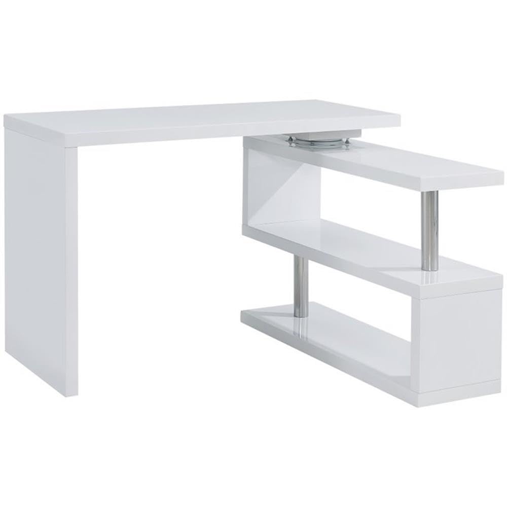 Southern Enterprises SEI Furniture Yates Adjustable Corner Writing Desk in White and Chrome(Missing pieces )