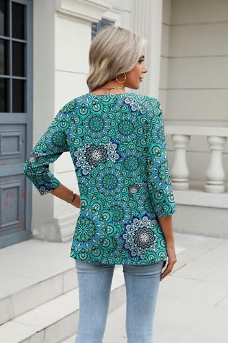 Image of Zeagoo 3 /4 Length Sleeve Womens Tops Casual V Neck Shirts Soft Basic Tees Business Work Blouses