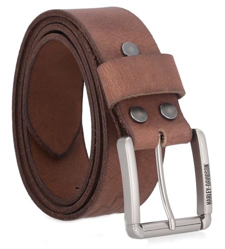 Harley-Davidson Men's Repeat Open Bar & Shield Logo Leather Belt - Brown2