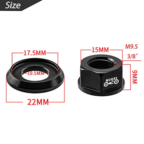 image for Saipe 2Pcs M9.5(3/8”) Bicycle Hub Flanged Axle Nut Aluminum Alloy Bi