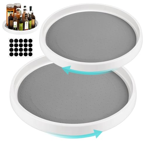 TUFA Piatto Girevole Porta Spezie, 2 Pezzi Organizer Cucina, Vassoio Portaoggetti Girevole, Porta spezie Pratico per Cucina Bagno e Superficie di Lavoro (25cm+30cm)