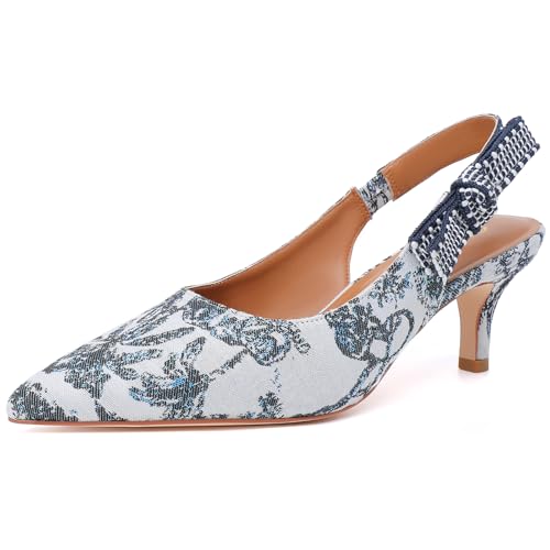 Image of RIBONGZ Sexy Slingback Pumps Elegant Dressy Heels for Women Closed Toe Pointy High Heels Wedding Bride Prom Party Evening Shoes