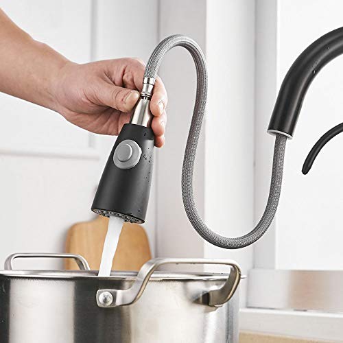 Grifo negro de cocina extraíble para lavar verduras con agua purificada cómodamente 7
