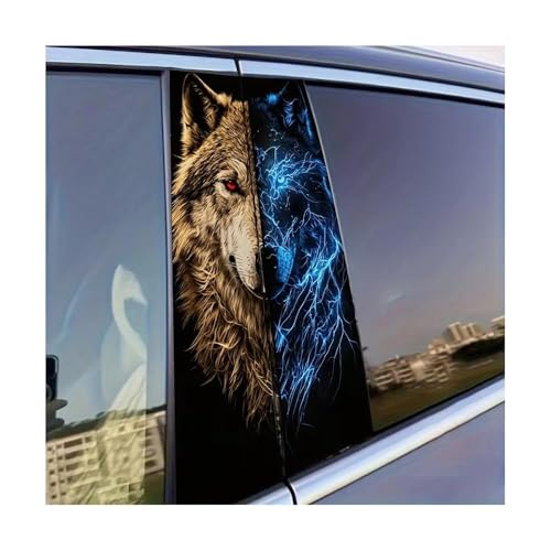 Autocollant pilier B de voiture en film PE brillant motif loup double 2 pièces