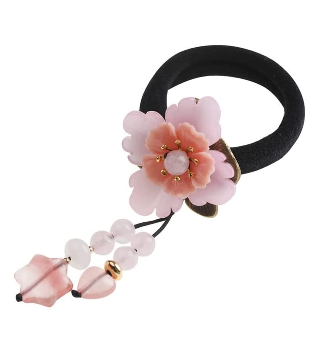 RUVOO Haargummi Scrunchies Pfirsichblüten-Haarring-Haarband-Seil-Gummiband-Kopfschmuck-Kopf-Seil-Erwachsener Schmuck Haargummis Haarschmuck