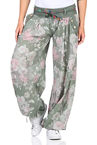 Moda Italy Damen Haremshose Pumphose Ballonhose Pluderhose Yogahose...
