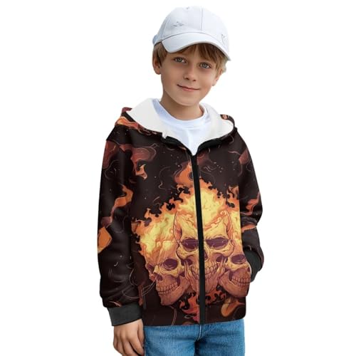 Suobstales 6-16T Boys Full-Zip Hoodie Fleece Hooded Sweatshirts Long Sleeve Jacket Casual Pocket Pullover Spring Fall Clothes