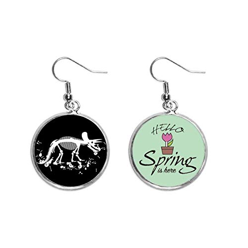 Pendientes de dinosaurio fósil en miniatura y joyas de primavera con colgante
