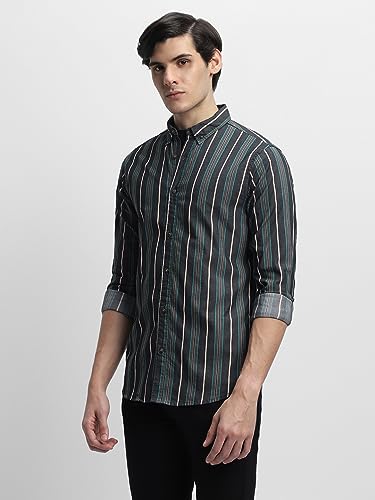 Image of Dennis Lingo Men's Cotton Striped Slim Fit Shirt