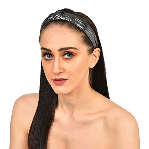Image of Vogue Hair Accessories Fabric Knot Shimmer Hairband For Women and Girls Grey