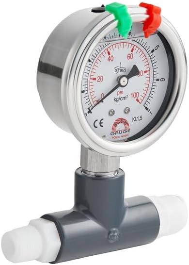 Water Filter Inlet/Outlet Kit for Oceanloch Systems with Pressure Gauge, 3/8 Inch, 100 PSI