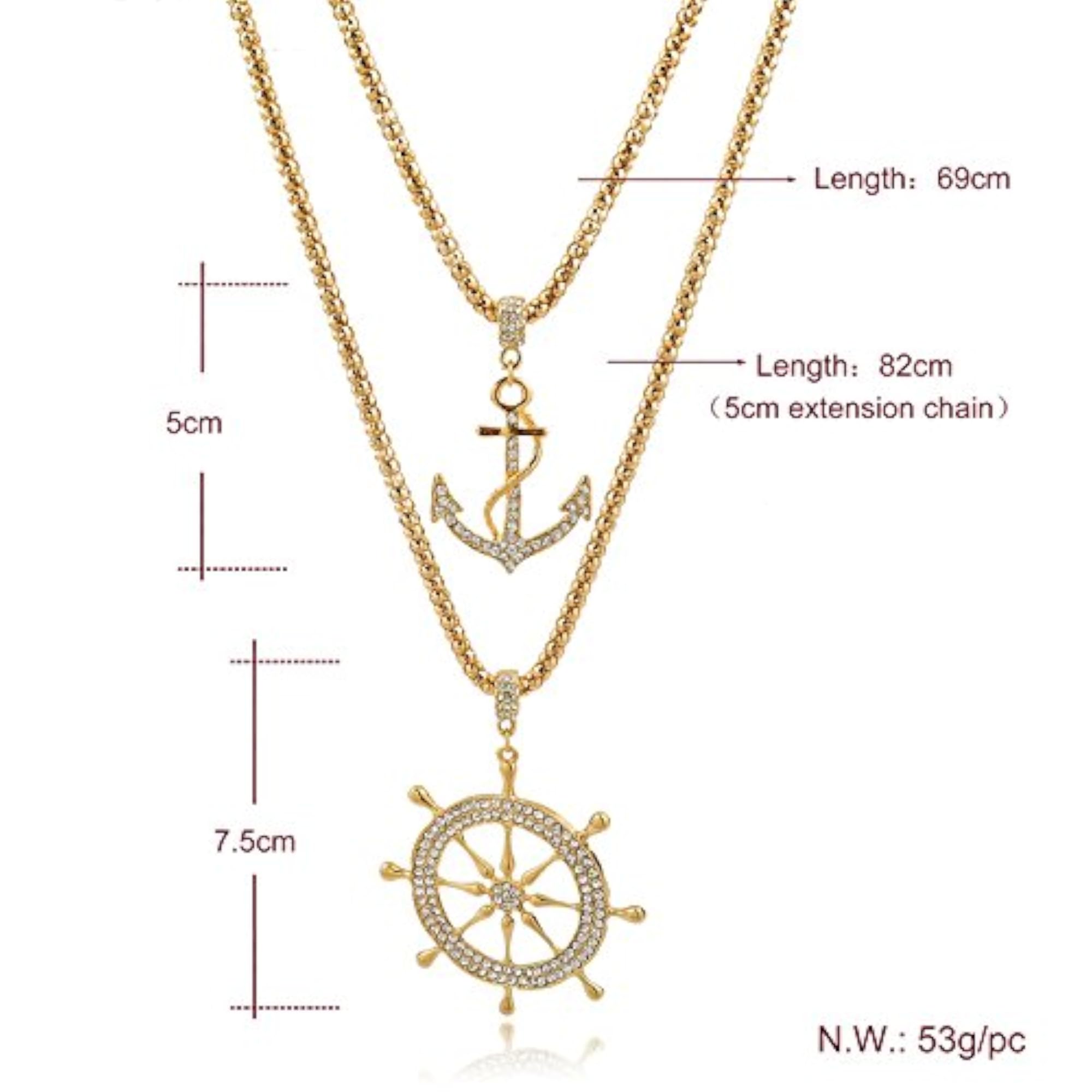 Multilayer Ship Wheel Plated Necklace