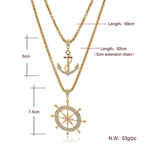 Multilayer Ship Wheel Plated Necklace