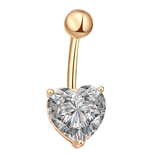 Preisvergleich Produktbild Contever® Weiß Kristallen Strass Herz Stahl Schmuck Bauchnabelpiercing Nabelpiercing