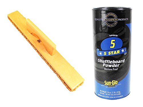 Sun-Glo Speed #5 Shuffleboard Table Powder Wax Bundled with a Shuffleboard Sweep